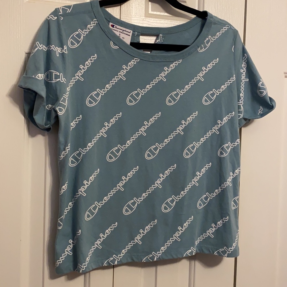 Champions top.  Never worn. Light aqua green